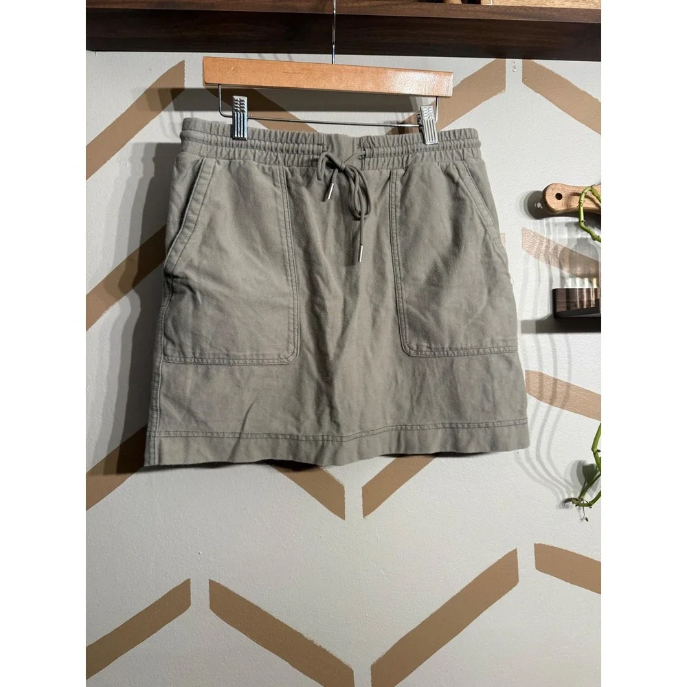 C&C California Skort Womens Small Green Elastic Drawstring Cotton Blend Pockets